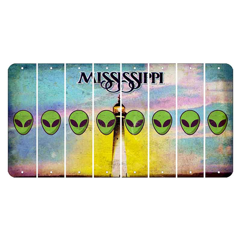 Mississippi Biloxi Lighthouse Cut License Plate Strips (Set of 8) Alien