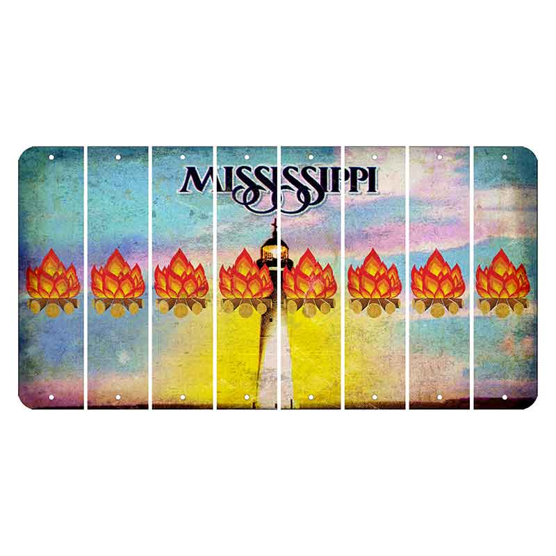 Mississippi Biloxi Lighthouse Cut License Plate Strips (Set of 8) Campfire