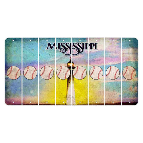 Mississippi Biloxi Lighthouse Cut License Plate Strips (Set of 8) Baseball