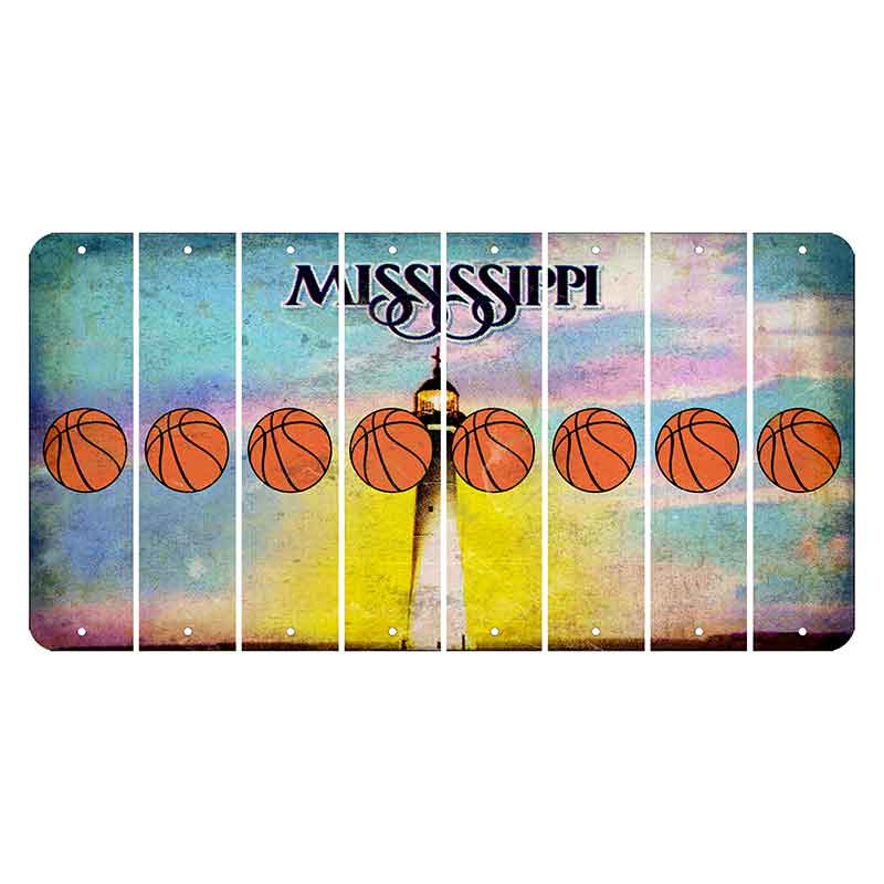 Mississippi Biloxi Lighthouse Cut License Plate Strips (Set of 8) Basketball