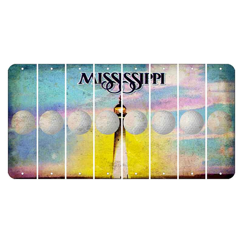 Mississippi Biloxi Lighthouse Cut License Plate Strips (Set of 8) Golfball