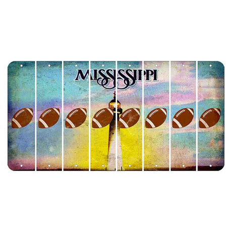 Mississippi Biloxi Lighthouse Cut License Plate Strips (Set of 8) Football