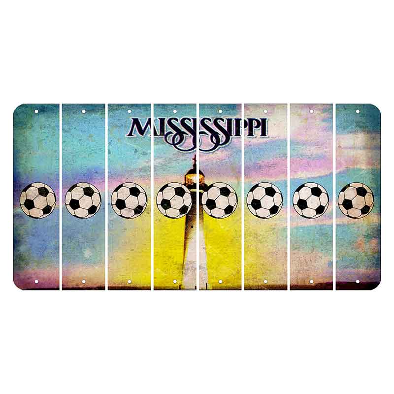 Mississippi Biloxi Lighthouse Cut License Plate Strips (Set of 8) Soccerball