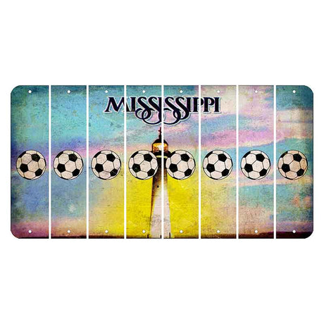 Mississippi Biloxi Lighthouse Cut License Plate Strips (Set of 8) Soccerball