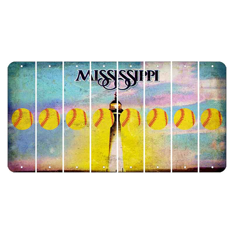 Mississippi Biloxi Lighthouse Cut License Plate Strips (Set of 8) Softball