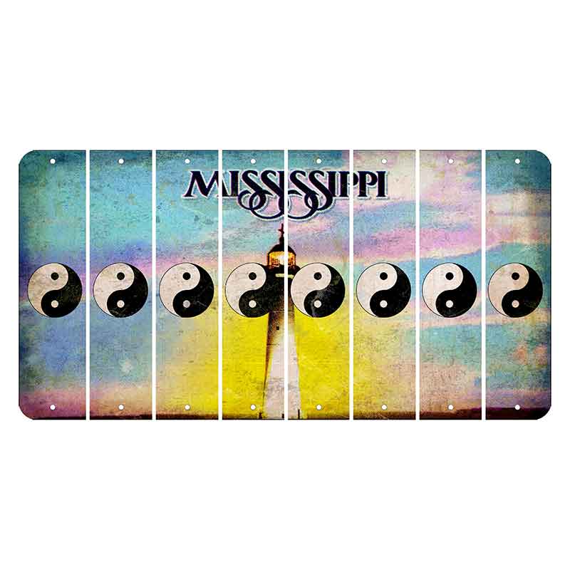 Mississippi Biloxi Lighthouse Cut License Plate Strips (Set of 8) Yin Yang