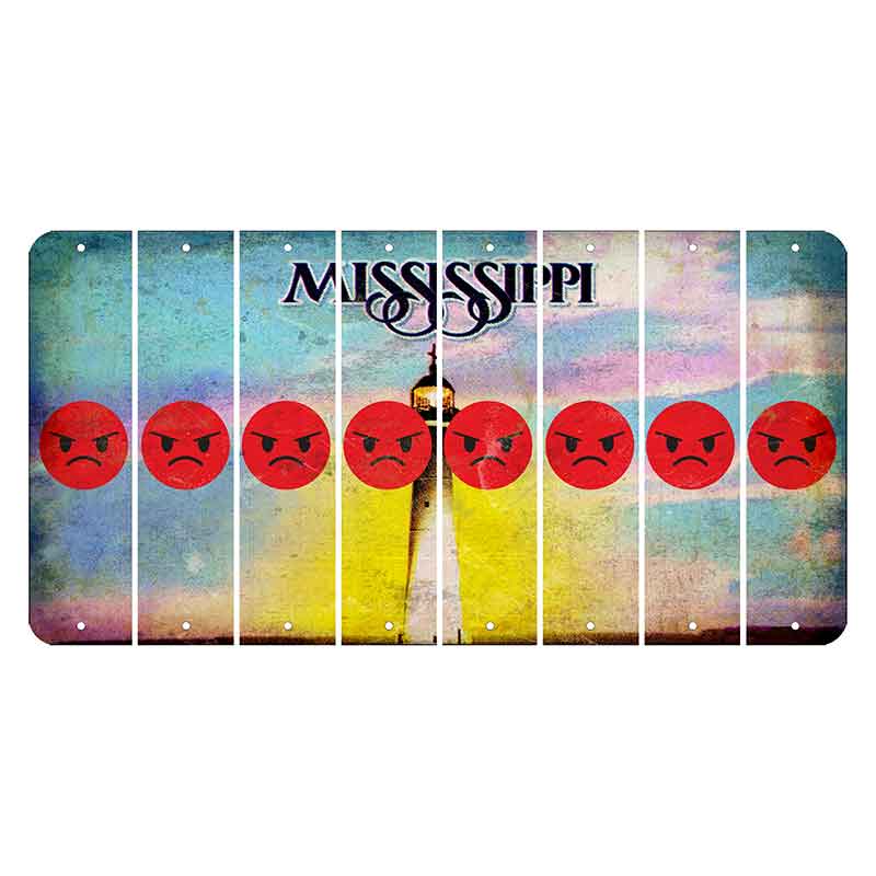 Mississippi Biloxi Lighthouse Cut License Plate Strips (Set of 8) Emoji - Angry