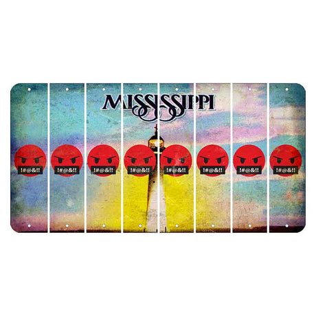 Mississippi Biloxi Lighthouse Cut License Plate Strips (Set of 8) Emoji - Pissed