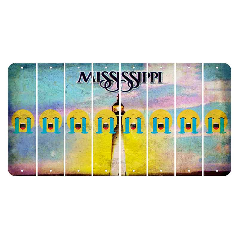 Mississippi Biloxi Lighthouse Cut License Plate Strips (Set of 8) Emoji - Crying