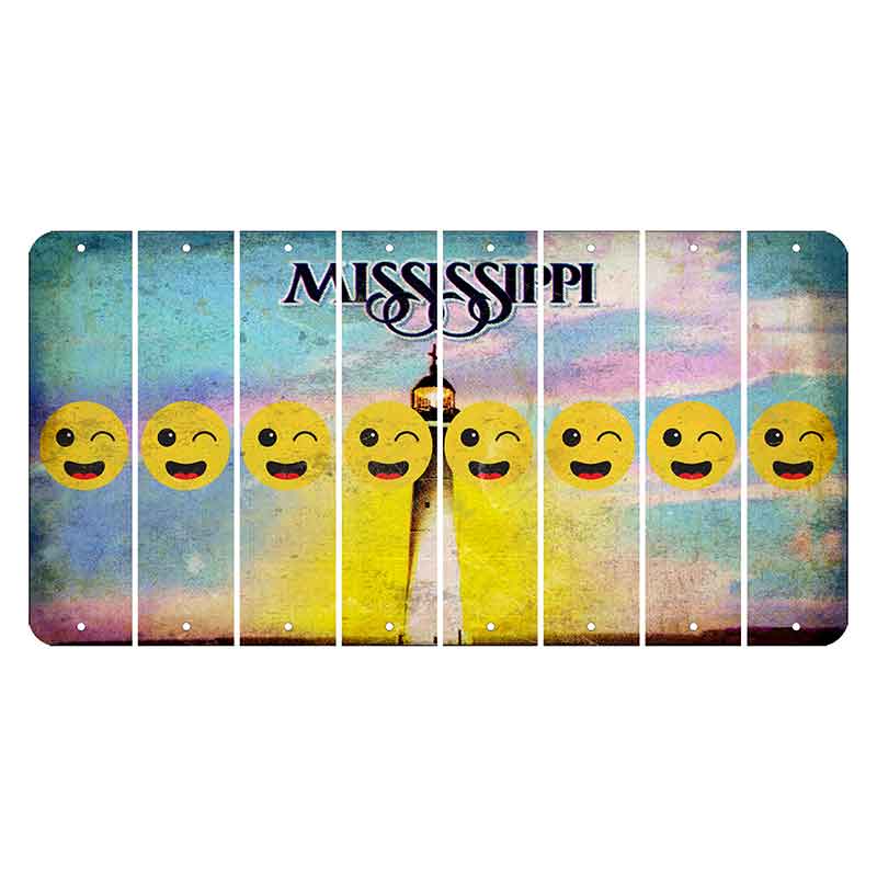 Mississippi Biloxi Lighthouse Cut License Plate Strips (Set of 8) Emoji - Winking