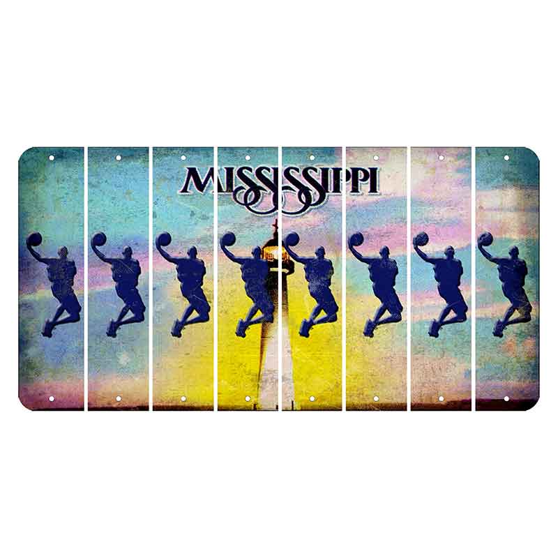 Mississippi Biloxi Lighthouse Cut License Plate Strips (Set of 8) Basketball Player