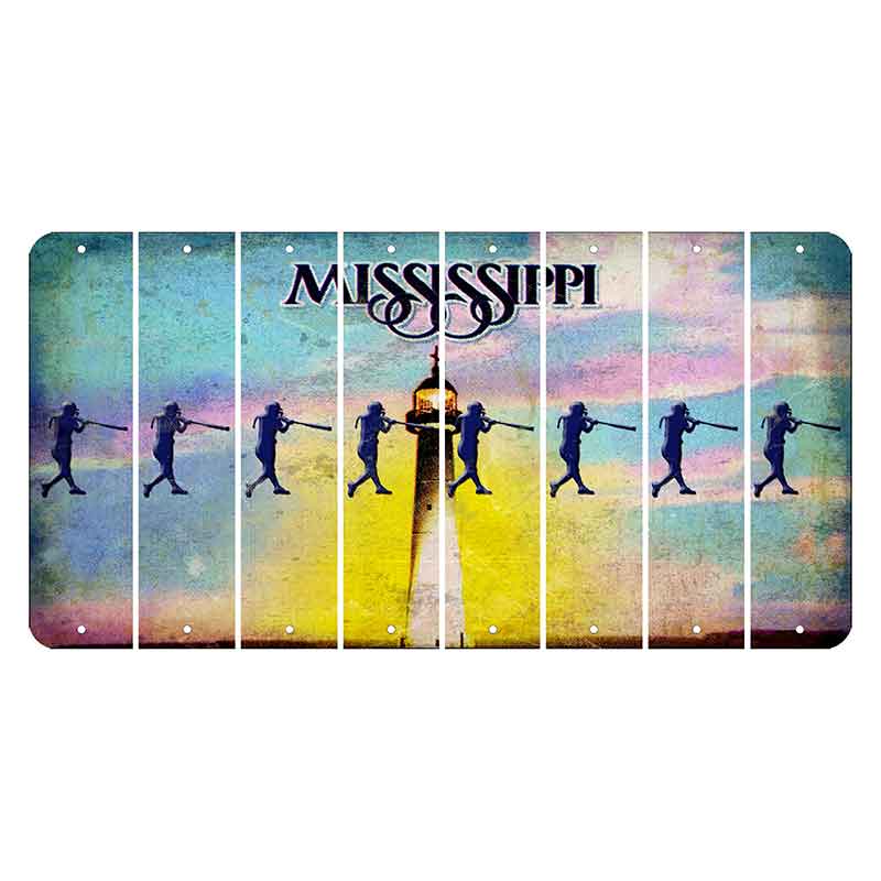 Mississippi Biloxi Lighthouse Cut License Plate Strips (Set of 8) Softball Batter