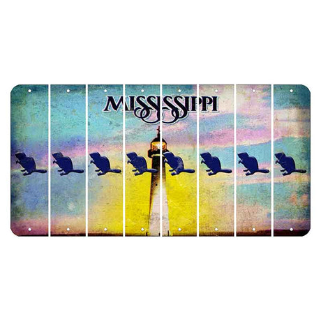 Mississippi Biloxi Lighthouse Cut License Plate Strips (Set of 8) Beaver