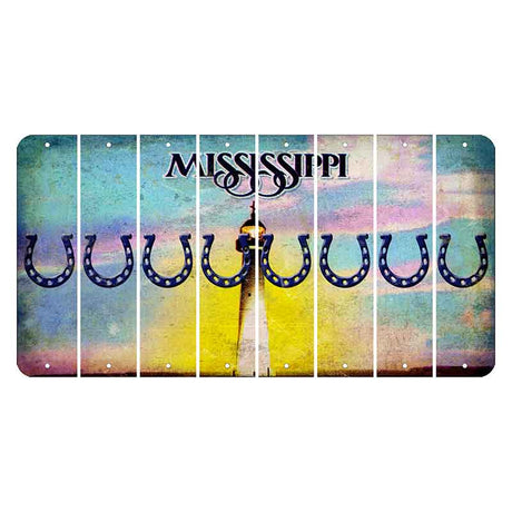 Mississippi Biloxi Lighthouse Cut License Plate Strips (Set of 8) Horseshoe