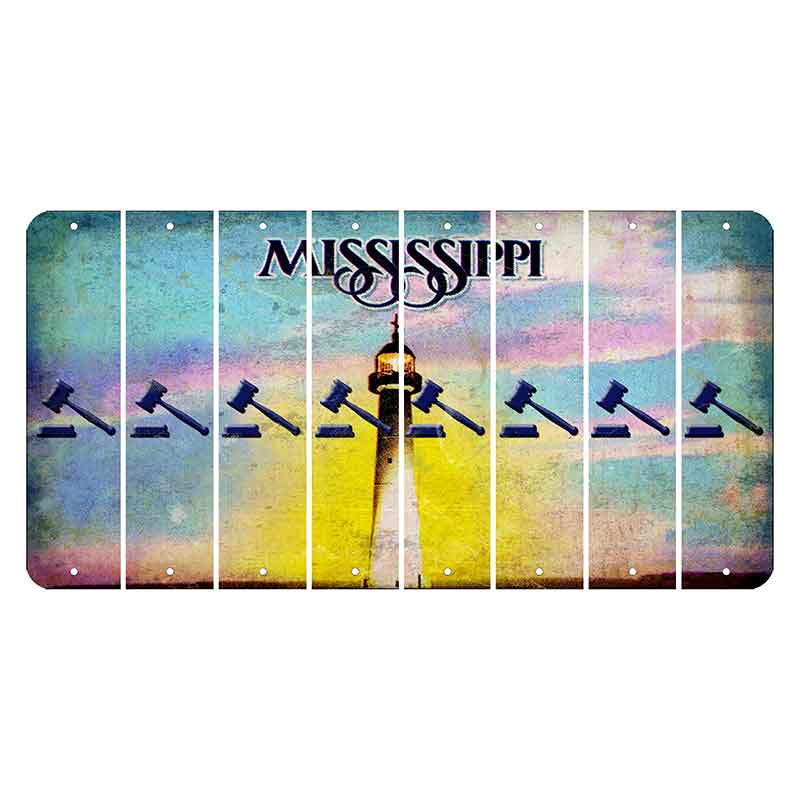 Mississippi Biloxi Lighthouse Cut License Plate Strips (Set of 8) Gavel