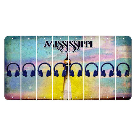 Mississippi Biloxi Lighthouse Cut License Plate Strips (Set of 8) Headphones