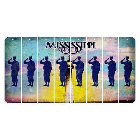 Mississippi Biloxi Lighthouse Cut License Plate Strips (Set of 8) Soldier - Saluting