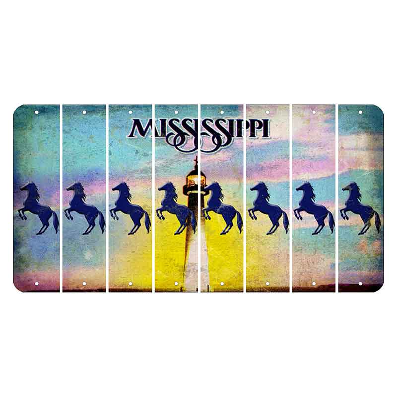 Mississippi Biloxi Lighthouse Cut License Plate Strips (Set of 8) Horse