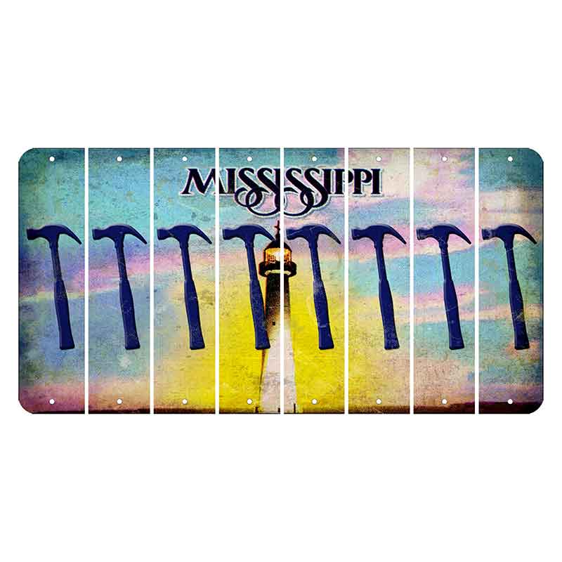 Mississippi Biloxi Lighthouse Cut License Plate Strips (Set of 8) Hammer