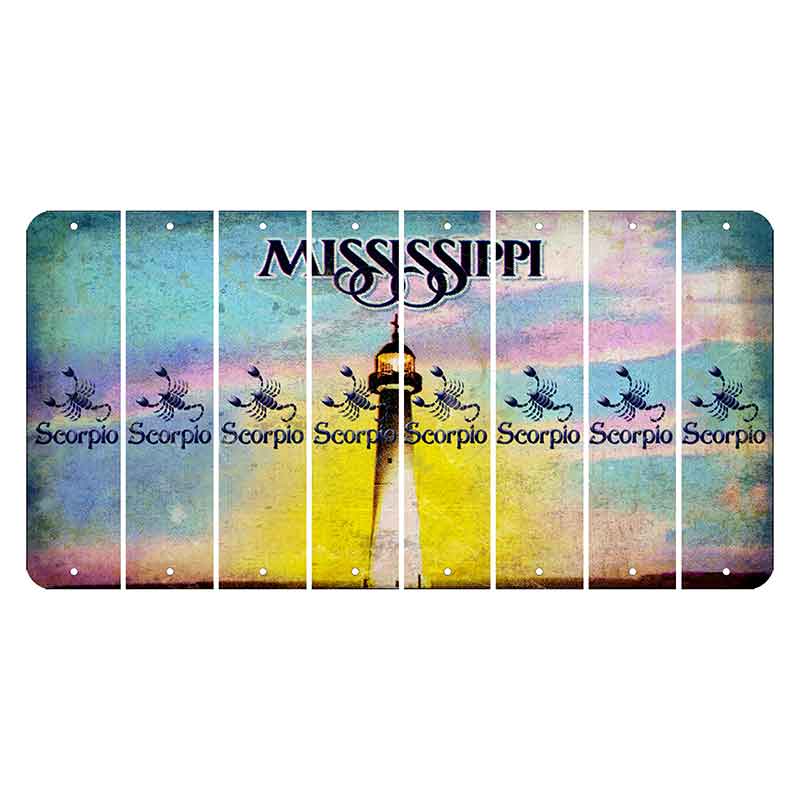 Mississippi Biloxi Lighthouse Cut License Plate Strips (Set of 8) Zodiac Sign - Scorpio