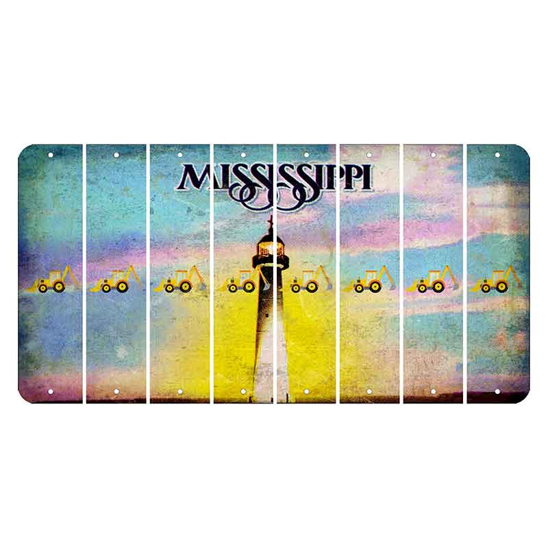 Mississippi Biloxi Lighthouse Cut License Plate Strips (Set of 8) Backhoe