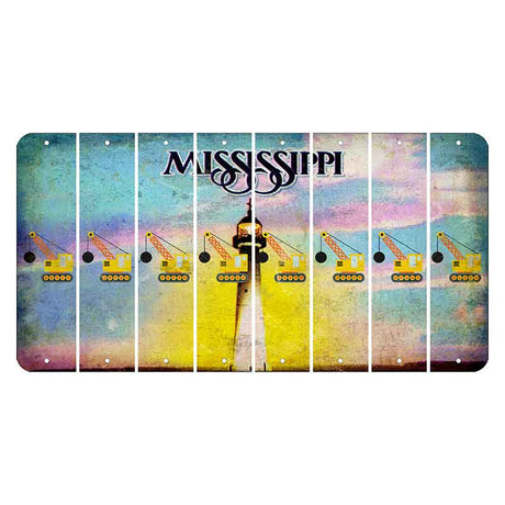 Mississippi Biloxi Lighthouse Cut License Plate Strips (Set of 8) Wrecking Ball Crane