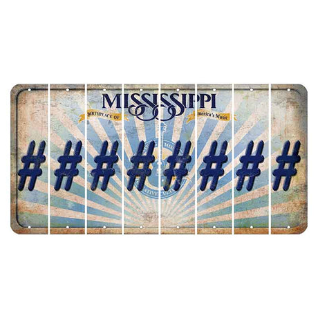 Mississippi Creative Culture Cut License Plate Strips (Set of 8) Hashtag