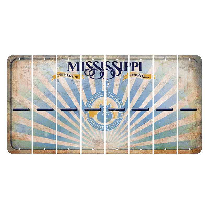 Mississippi Creative Culture Cut License Plate Strips (Set of 8) Hyphen