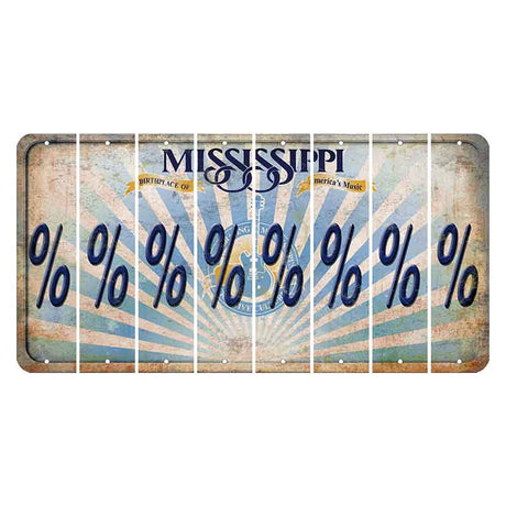 Mississippi Creative Culture Cut License Plate Strips (Set of 8) Percent Sign