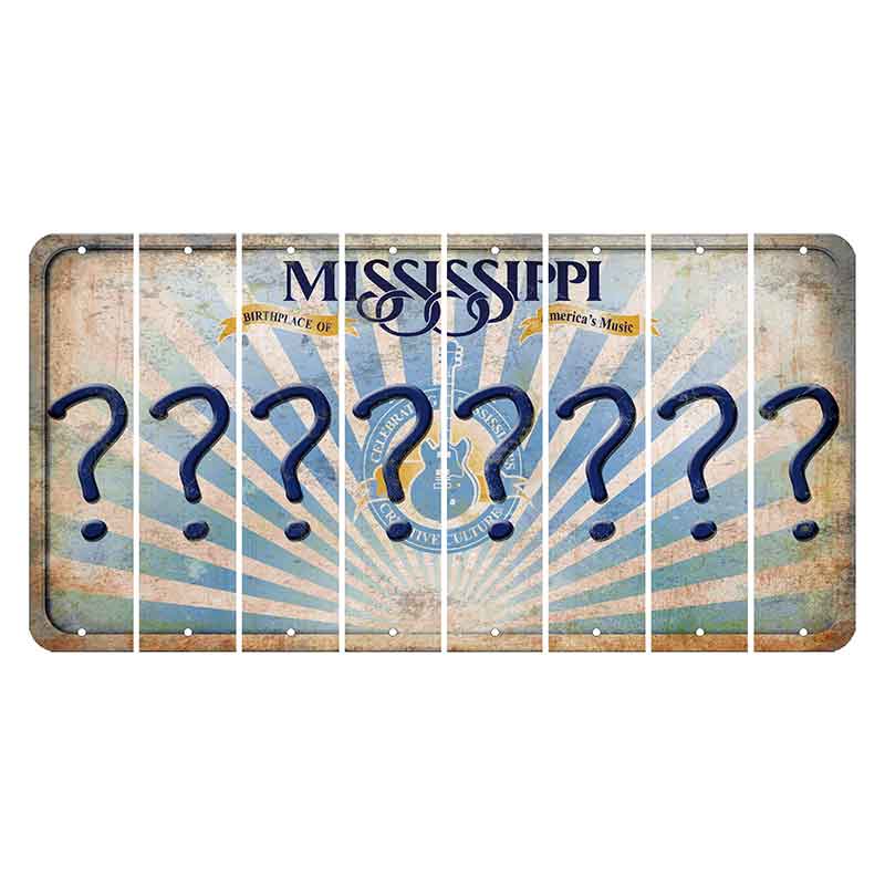 Mississippi Creative Culture Cut License Plate Strips (Set of 8) Question Mark