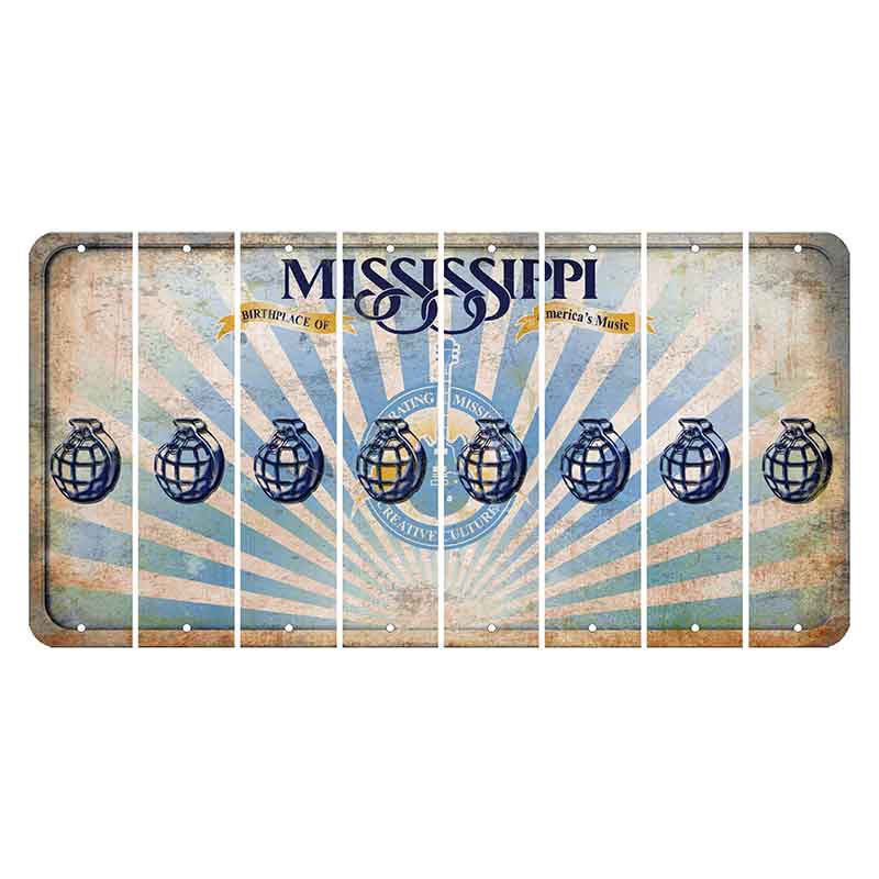 Mississippi Creative Culture Cut License Plate Strips (Set of 8) Grenade