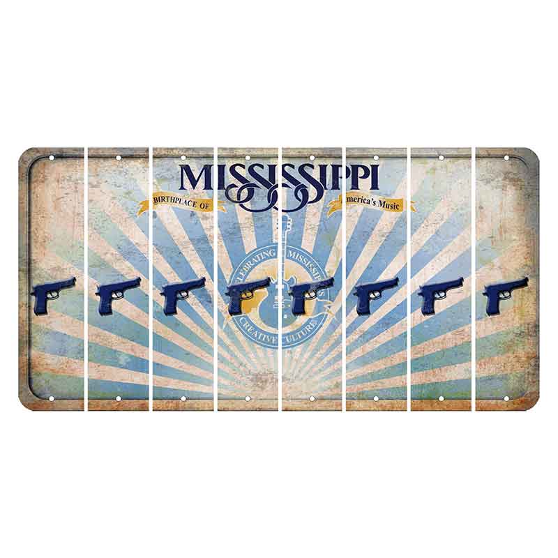 Mississippi Creative Culture Cut License Plate Strips (Set of 8) Handgun