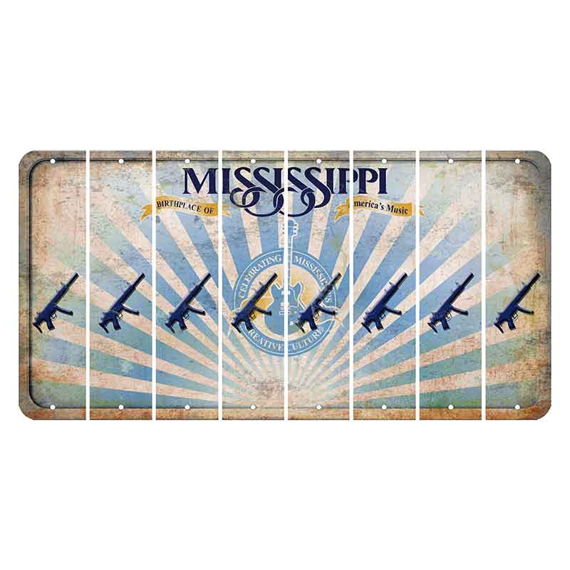 Mississippi Creative Culture Cut License Plate Strips (Set of 8) Submachine Gun