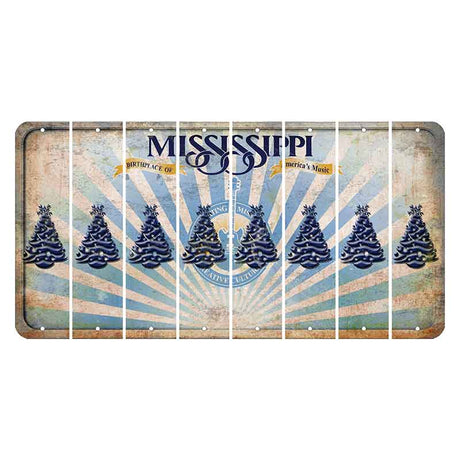 Mississippi Creative Culture Cut License Plate Strips (Set of 8) Christmas Tree