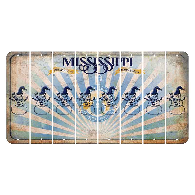 Mississippi Creative Culture Cut License Plate Strips (Set of 8) Snowman