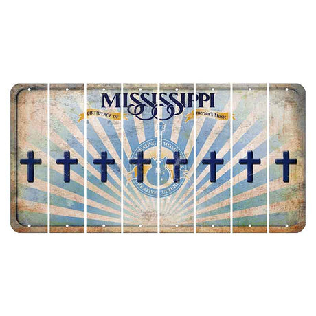 Mississippi Creative Culture Cut License Plate Strips (Set of 8) Cross