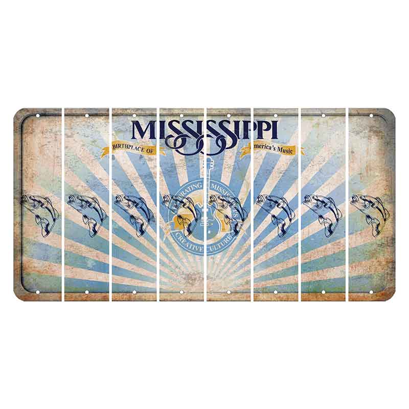 Mississippi Creative Culture Cut License Plate Strips (Set of 8) Fish