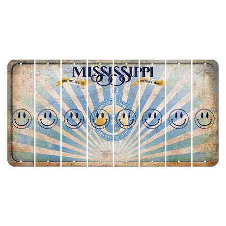 Mississippi Creative Culture Cut License Plate Strips (Set of 8) Smiley Face