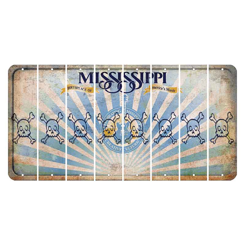 Mississippi Creative Culture Cut License Plate Strips (Set of 8) Skull & Bones