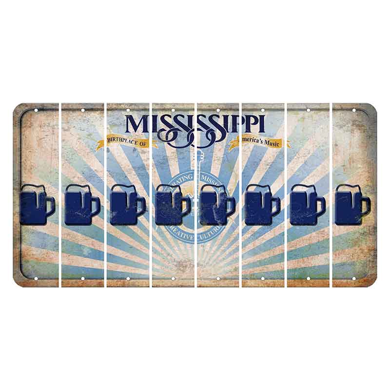 Mississippi Creative Culture Cut License Plate Strips (Set of 8) Beer Mug