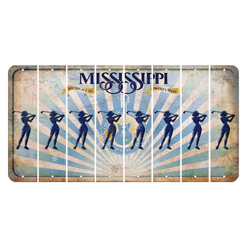 Mississippi Creative Culture Cut License Plate Strips (Set of 8) Female Golfer