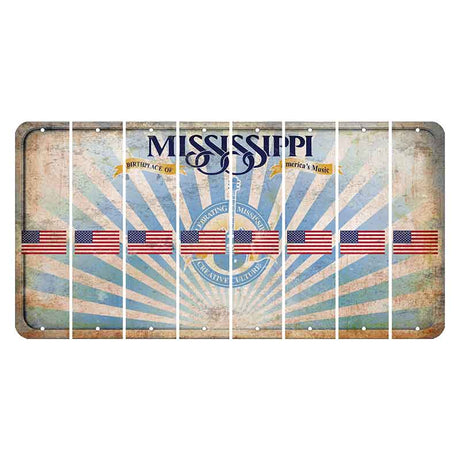 Mississippi Creative Culture Cut License Plate Strips (Set of 8) American Flag