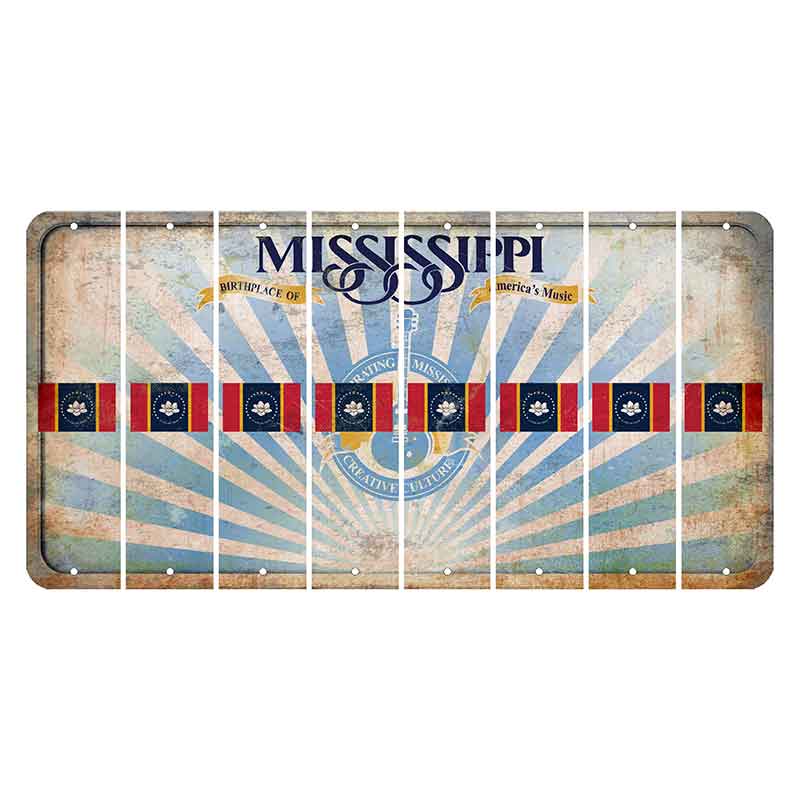 Mississippi Creative Culture Cut License Plate Strips (Set of 8) State Flag