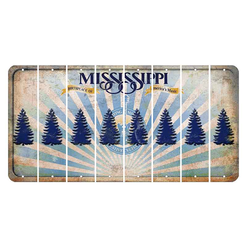 Mississippi Creative Culture Cut License Plate Strips (Set of 8) Pine Tree