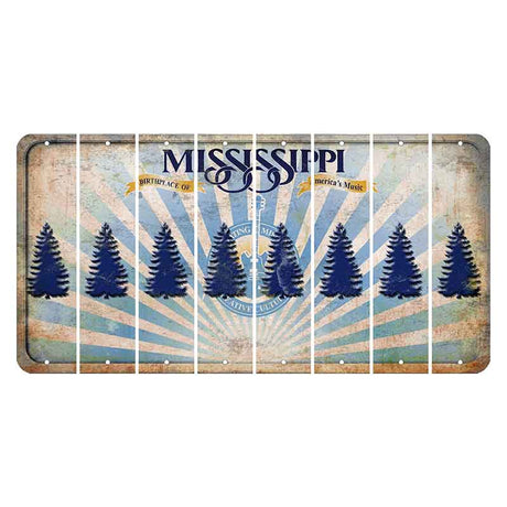 Mississippi Creative Culture Cut License Plate Strips (Set of 8) Pine Tree