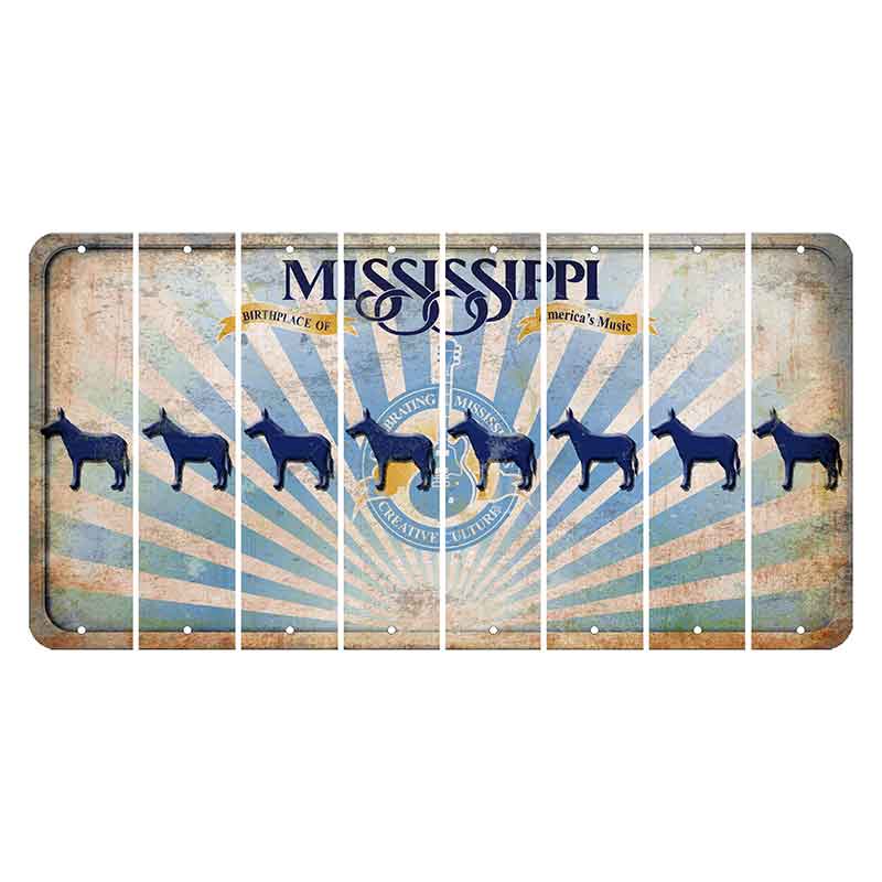 Mississippi Creative Culture Cut License Plate Strips (Set of 8) Donkey