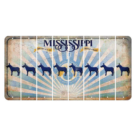 Mississippi Creative Culture Cut License Plate Strips (Set of 8) Donkey