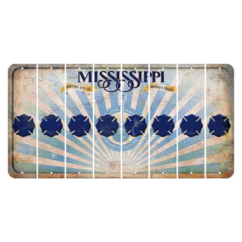 Mississippi Creative Culture Cut License Plate Strips (Set of 8) Fire Badge