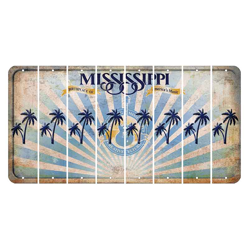 Mississippi Creative Culture Cut License Plate Strips (Set of 8) Palm Trees