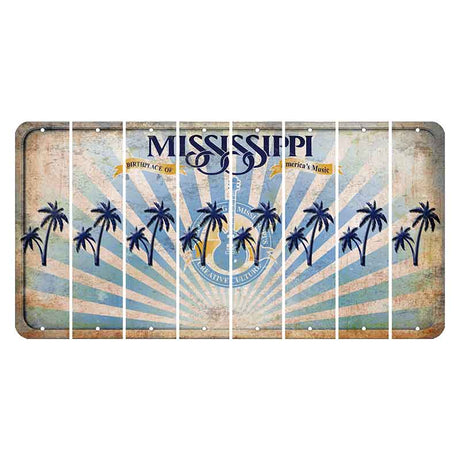 Mississippi Creative Culture Cut License Plate Strips (Set of 8) Palm Trees